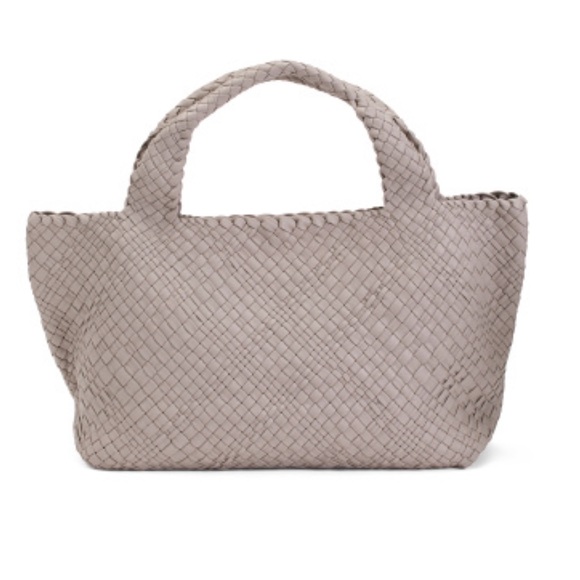 Falor Made in Italy Leather Woven Bag in Neutral Taupe Color. - Picture 3 of 17